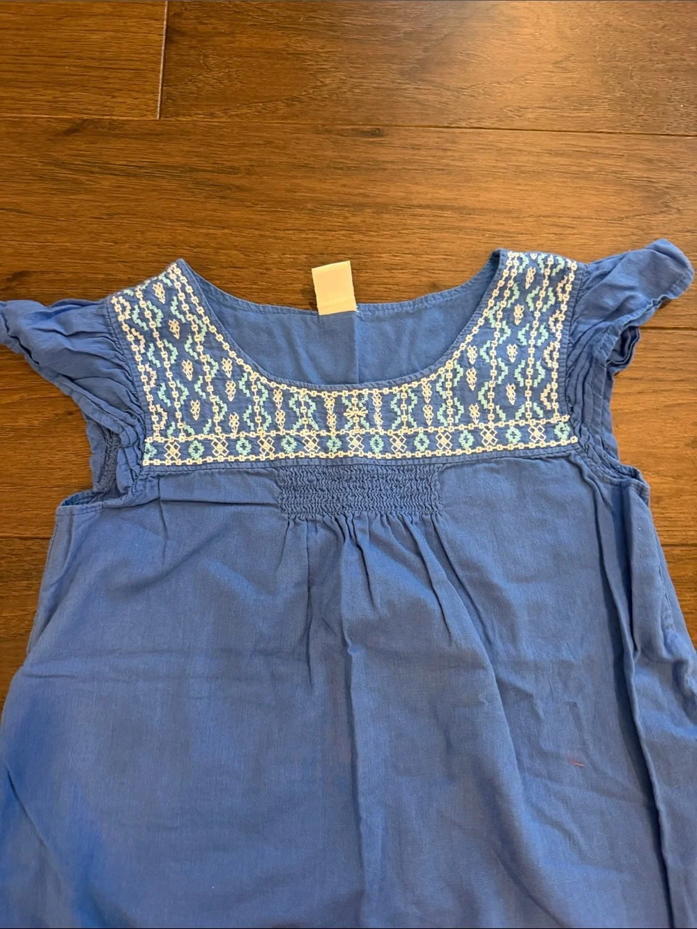 Old Navy Girls Blue Embroidered Top Small 6/7 - C34-090